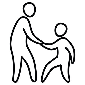 Adult helping child walk