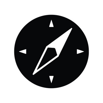 Compass silhouette icon for outdoor navigation and travel exploration