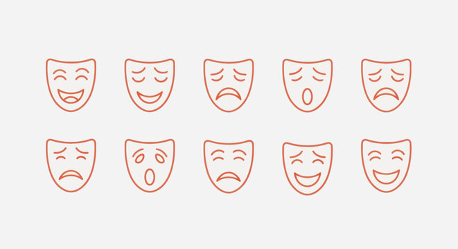 Emotion masks in red