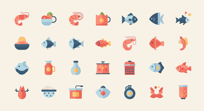 Colorful food icons collection