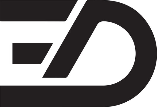Minimalist ED monogram logo vector, bold black lettermark design, modern geometric initial E and D symbol for corporate branding and identity