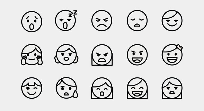 Emoticon icons expressing emotions concept