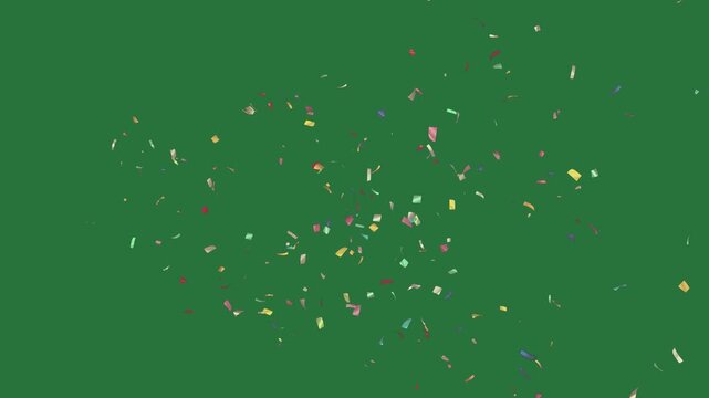 Animated Colorful Confetti Border Green Variant 2 Green Screen Chroma Key Motion Graphic