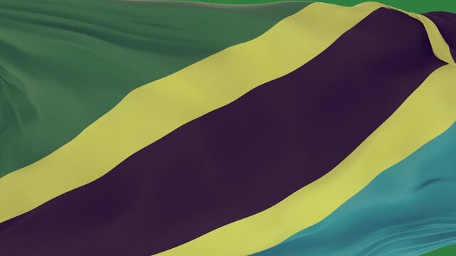 Animated Waving Jamaica Flag Border Yellow Black Green Screen Chroma Key Motion Graphic