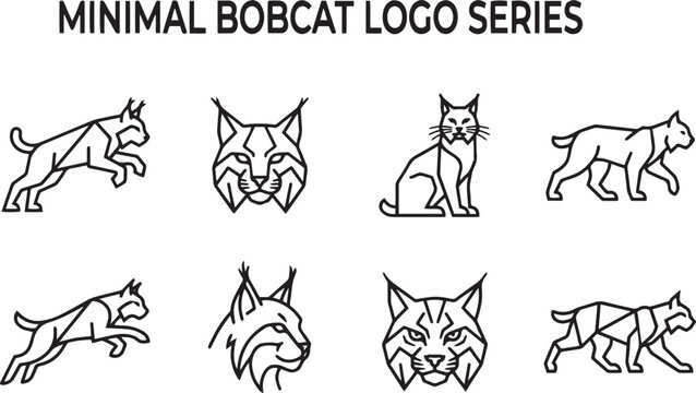 Minimal Geometric Bobcat Logo Series Vector Art Collection lynx wild cat free image downlod