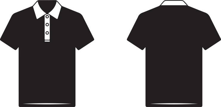 Black polo shirt with white collar and placket