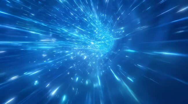 Hyperspace Travel Through a Blue Wormhole with Dynamic Light Rays and Energy.