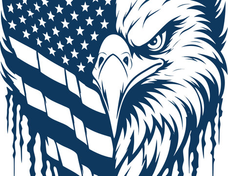 United States Shape Eagle American Flag Graphic. a fierce bald eagle with wings fully spread wide,
Vector illustration eps10