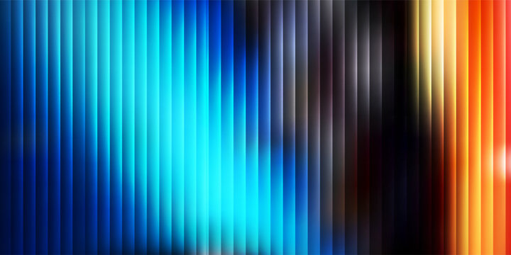 Abstract futuristic background with blue and orange gradient vertical lines and neon glowing effects benner poster