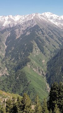 A majestic aerial view of Talgar Peak in the Tien Shan Mountains of Kazakhstan