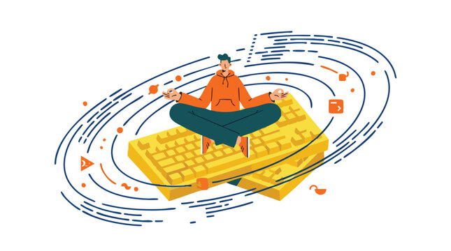 Software engineer achieving deep work flow state and mindfulness for efficient enterprise software engineering productivity