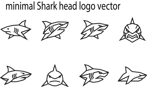 Minimal Geometric Shark Head Logo Vector Collection fish marine free image downlod
