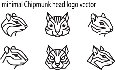 Fototapeta premium Minimalist Chipmunk Head Logo Vector Set with Geometric Styles on free image downlod White Background