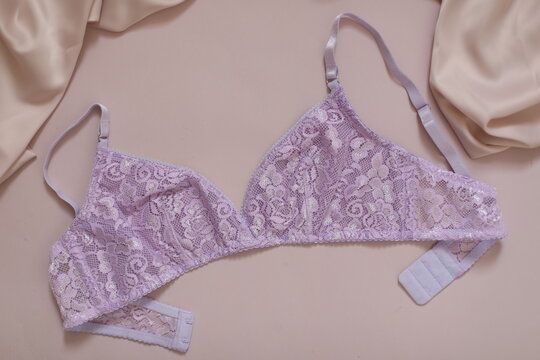 Flat lay with women romantic underwear, top view. Set of glamorous stylish sexy lace lingerie. Beauty, Shopping and fashion concept. Female bra, Lingerie advertising, flat lay top view copy space
