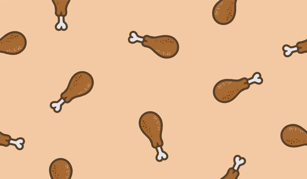 Chicken drumstick pattern background vector design