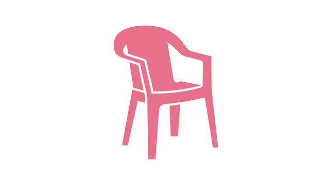 Pink Plastic Patio Chair Vector Illustration