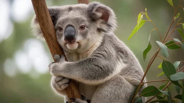 Koala Bear Resting on a Tree Branch in its Natural Habitat.