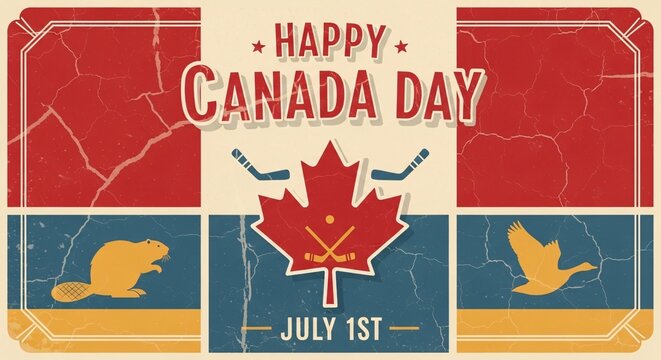 Happy canada day july 1st celebration greeting card