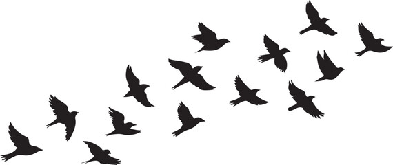 Black birds flying in a formation © Soriyea