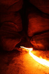 Light painting in Błedne skały rockies, winter time © Ruchacz