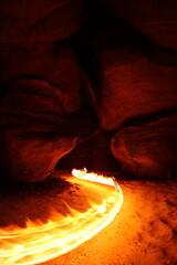 Light painting in Błedne skały rockies, winter time © Ruchacz