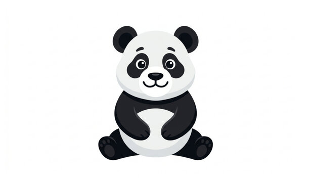 Cute giant panda facing forward flat vector illustration isolated adorable animal design