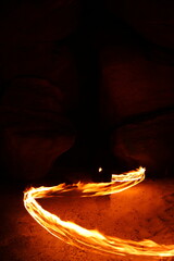 Light painting in Błedne skały rockies, winter time © Ruchacz