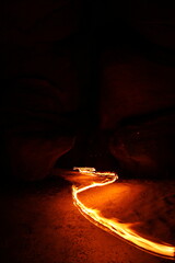 Light painting in Błedne skały rockies, winter time © Ruchacz
