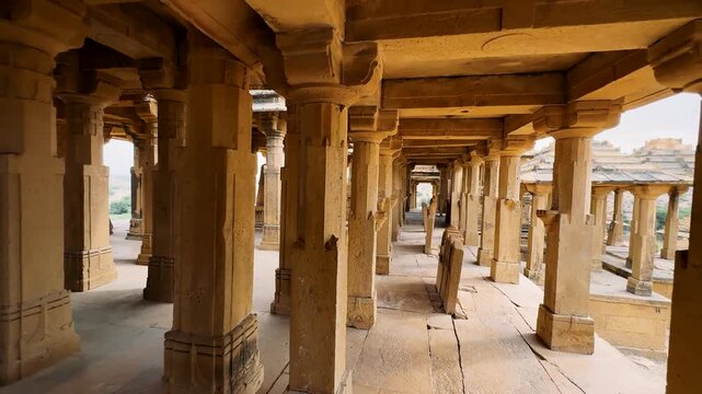 Bada Bagh, Jaisalmer, India: An architectural complex of numerous carved domed cenotaphs.