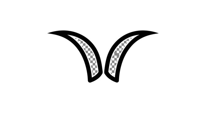 Abstract V Shape with Checkered Pattern and Black Outline