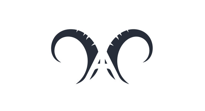 Ram Horns Logo Design, Abstract Animal Symbol, Minimalist Vector Icon