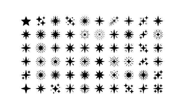 Sparkles and twinkling star icon set vector illustration shining burst symbols collection