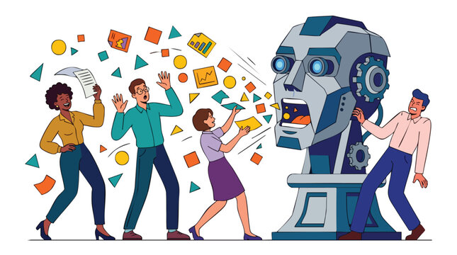 Agile Enterprise Team Navigating Artificial Intelligence Integration and Big Data Automation Workflows