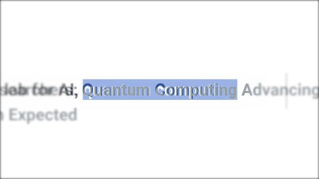 Close up of various online technology news articles and website headlines discussing quantum computers, processing power advancements, cybersecurity impacts, and scientific innovation