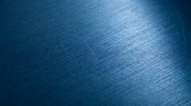Close-up of blue anodized metal texture with reflective surface and subtle light reflections