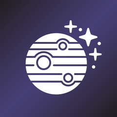 Jupiter Planet with Stars Line Art Icon © sahil