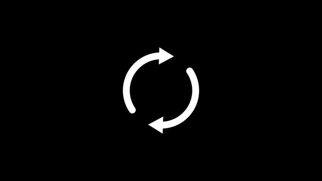 Circle arrow refresh or reload icon animation with loading progress on black background.