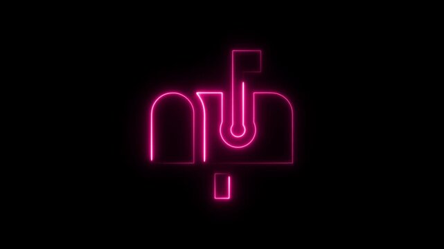 Pink neon mailbox icon on black background Keywords: mailbox, post, mail, delivery