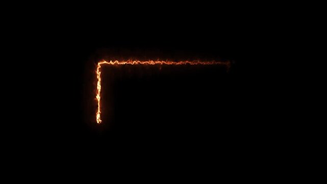 Loop animation of bright orange flame border surrounding rectangular frame, action transitions, or dramatic digital title visuals