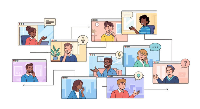Diverse virtual meeting network with cartoon style digital communication