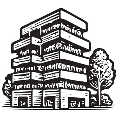Modern Eco Apartment Building Icon for Sustainable Urban Development and Green Architecture Design © Dotters