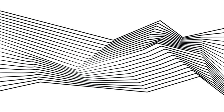 optical art, opart striped wavy background. abstract waves black and white line stripes