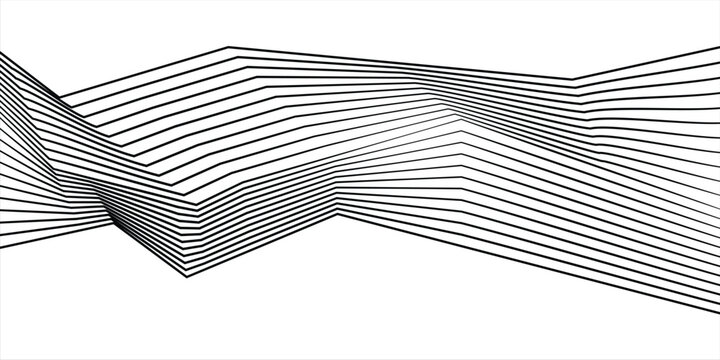 optical art, opart striped wavy background. abstract waves black and white line stripes