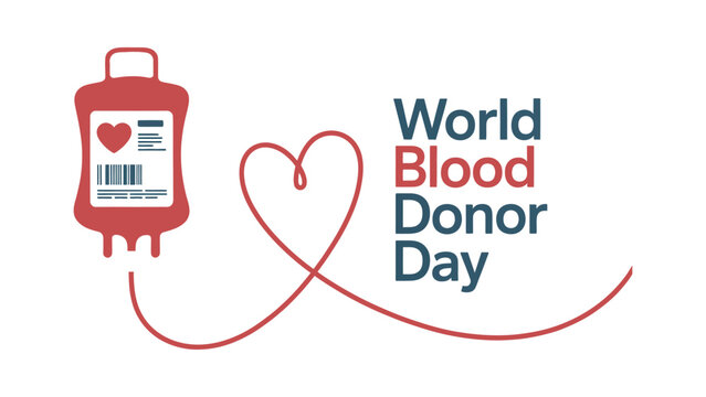world blood donor day awareness illustration with blood bag heart shaped tube and medical healthcare donation campaign design isolated on light background