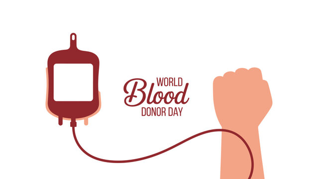 world blood donation day concept with blood bag donor arm and tube connection healthcare awareness campaign illustration isolated on light background design