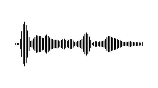 Professional sound wave equalizer loop, white waveform rhythm animation, abstract audio visualization effect, digital music frequency motion, white background, cinematic graphics effect.