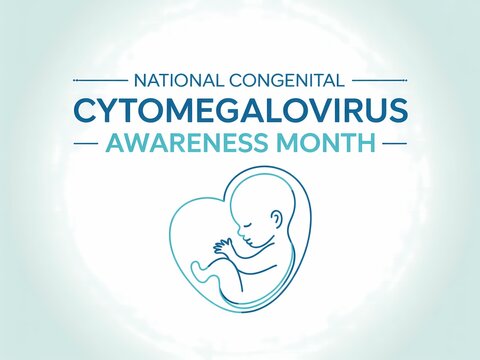 National congenital cytomegalovirus awareness month concept with fetus inside a heart shape