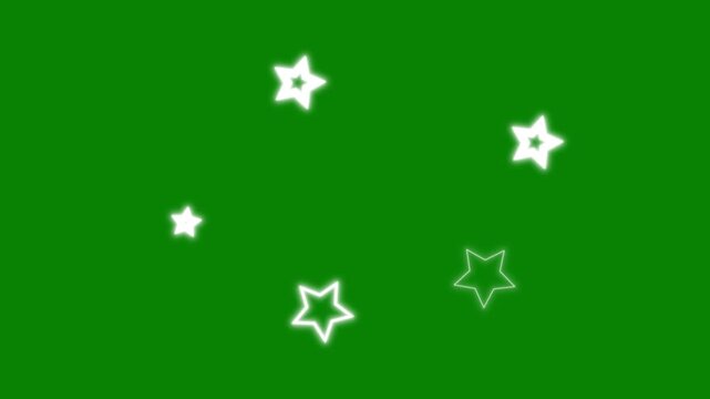 Glitter sparkle animated green screen.twinkling starry night animation with glowing doodle cartoon white stars, twinkle star movement appear, glowing shinning stars. 4k video.