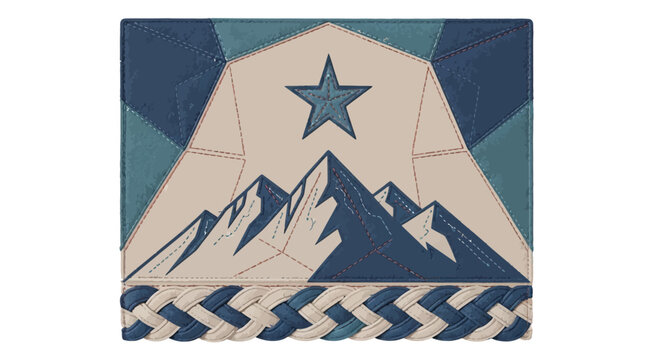 Geometric embroidered mountain design with star motif