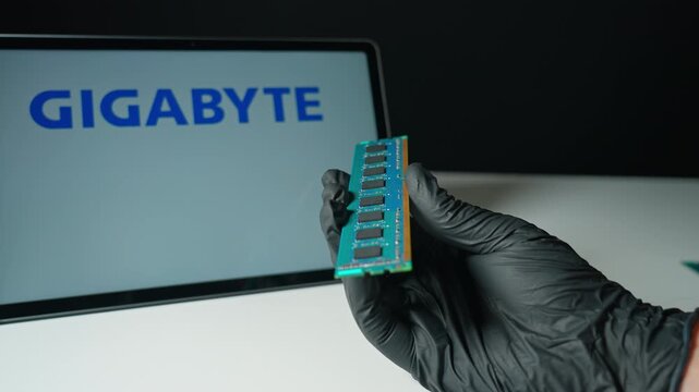 Gigabyte Technology background display, computer hardware company GIGA-BYTE Technology, Taiwanese manufacturer and distributor of computer hardware